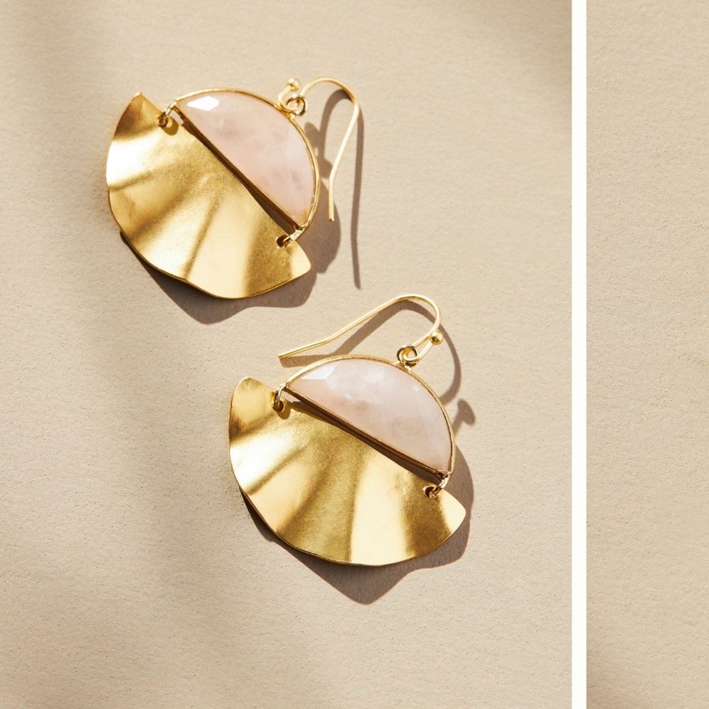 Anthropologie Folded Drop Earrings Blush